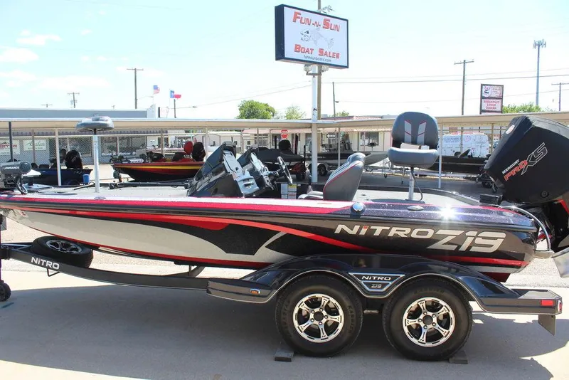 Slide: The Image of 2022 Nitro Z19 Pro boat with sleek design at dealership. - 6