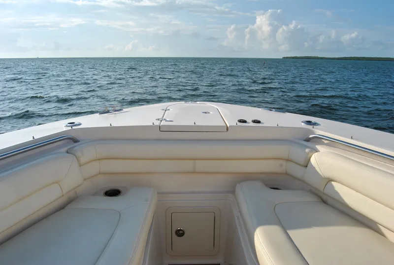 Slide: The Image of 2018 Grady-White Canyon 376 boat interior with ocean view. - 26