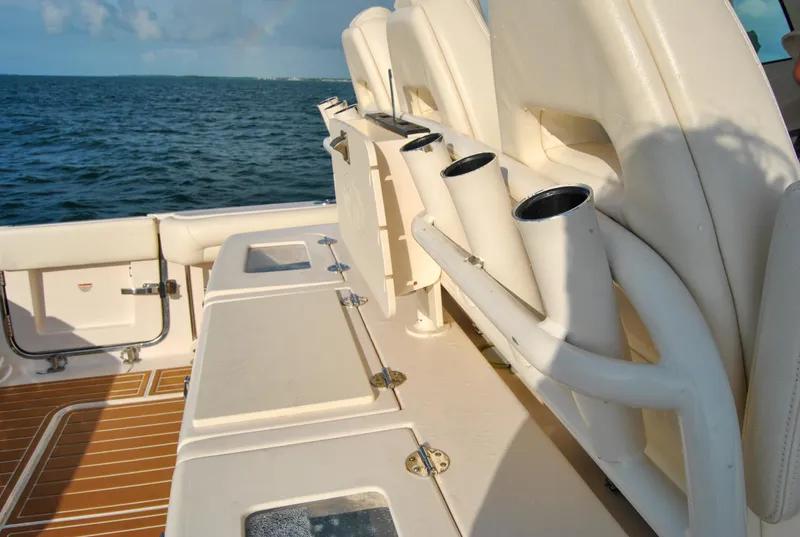 Slide: The Image of 2018 Grady-White Canyon 376 boat deck with rod holders, ocean view. - 9