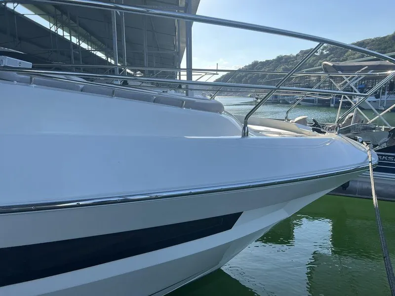 Slide: The Image of Prestige 460F 2022 yacht docked in marina, side view. - 15