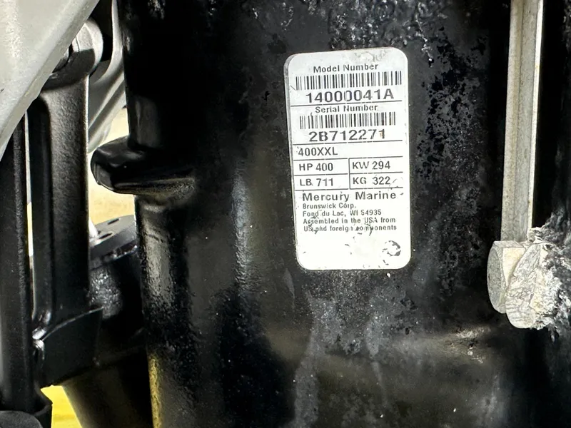Slide: The Image of Label on a 2020 Boston Whaler 420 Outrage, Mercury Marine engine specifications. - 32