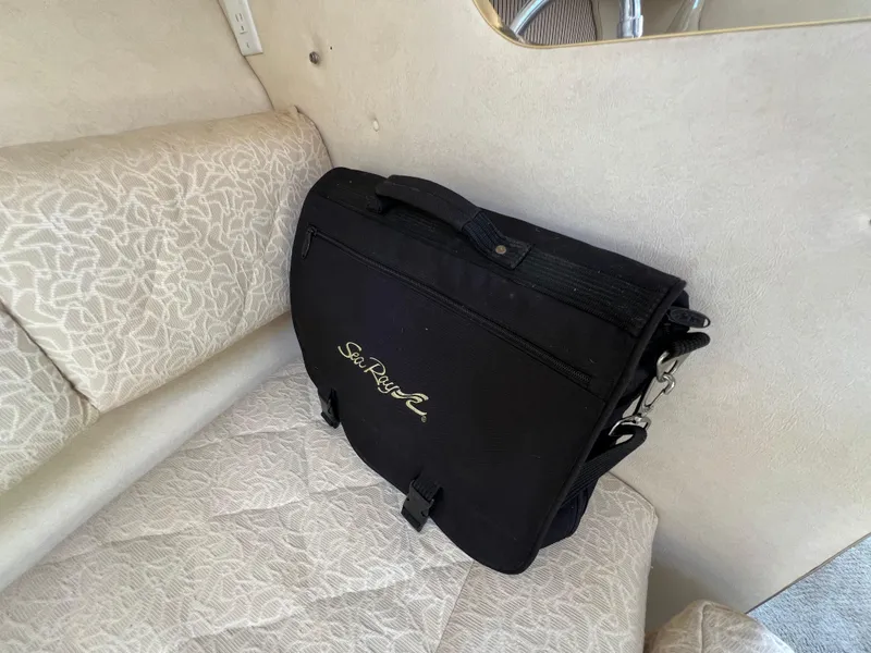 Slide: The Image of Black Sea Ray bag on 2001 Sea Ray 270 Sundancer boat interior. - 26