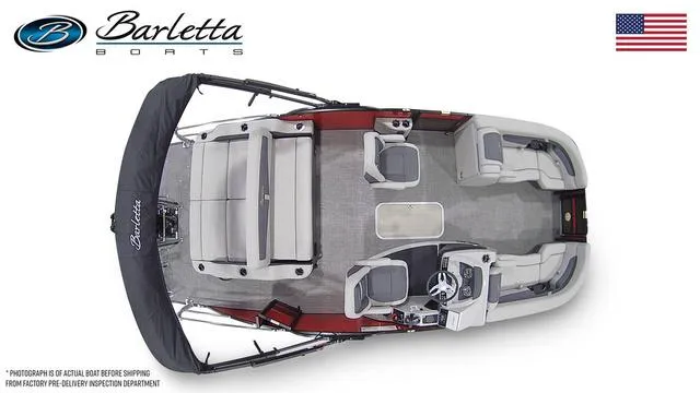 Slide: The Image of Top view of 2025 Barletta Cabrio C22UC boat with seating and helm. - 7