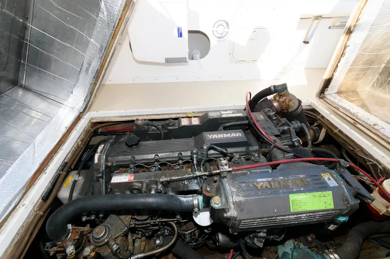 Slide: The Image of Engine compartment of 1983 Dyer 29 Downeast Express with Yanmar engine. - 21