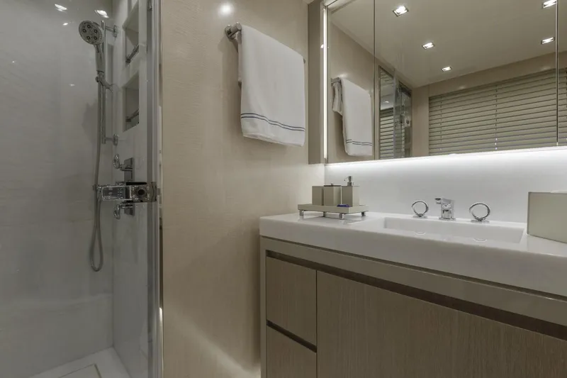 Slide: The Image of Luxurious bathroom interior in 2023 Mangusta Gransport yacht. - 27