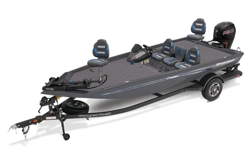 The Image of 2024 Ranger RT188P boat displayed indoors, featuring a sleek red design and modern equipment. - 0