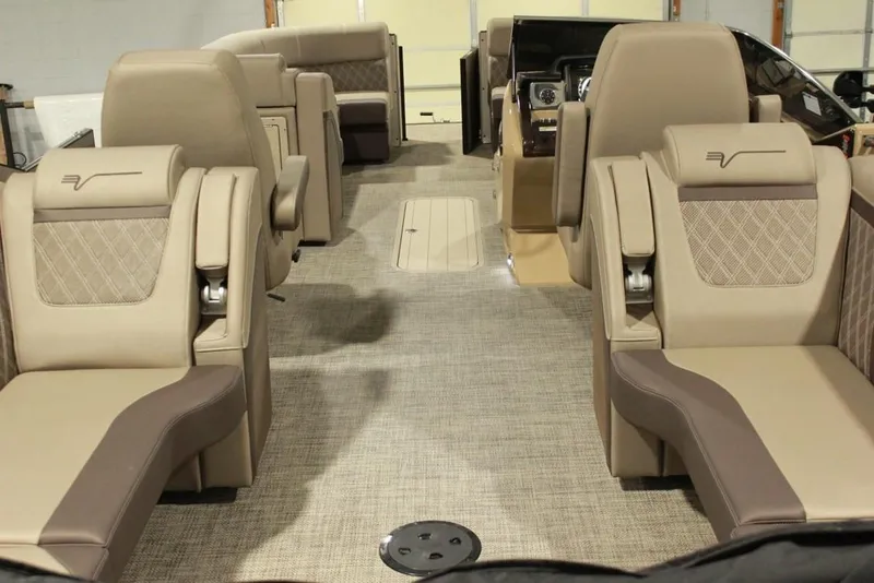 Slide: The Image of Luxurious interior of 2022 Vanderbilt 700SC boat with plush seating and modern design. - 6