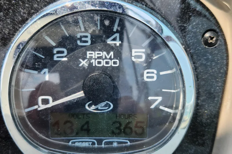 Slide: The Image of Close-up of 2008 Sea Ray 260 Sundancer tachometer showing 134 hours. - 22