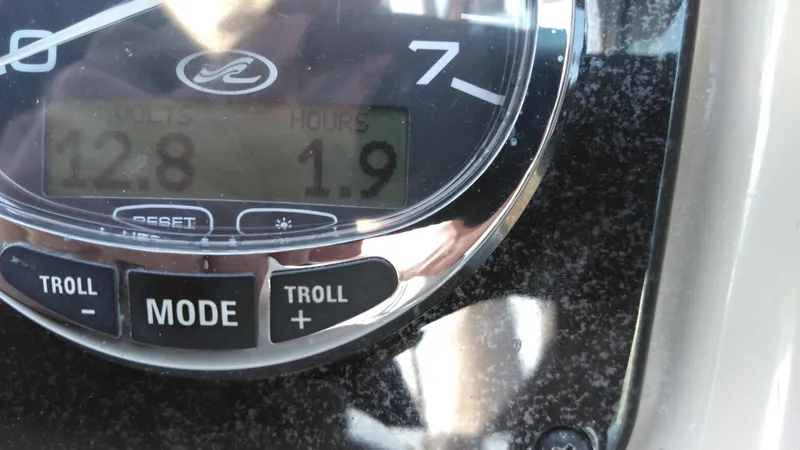Slide: The Image of Close-up of 2008 Sea Ray 260 Sundancer speedometer showing 12.8 volts and 1.9 hours. - 23