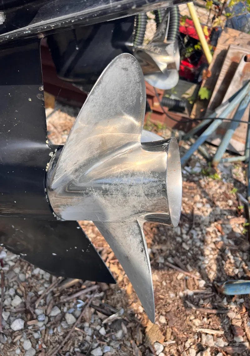 Slide: The Image of Close-up of a 1995 Powerquest 290 Enticer FX boat propeller. - 23