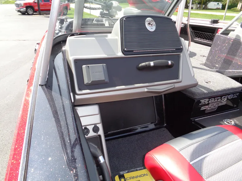 Slide: The Image of 2023 Ranger 2080MS A Pack boat interior with dashboard and seating. - 25