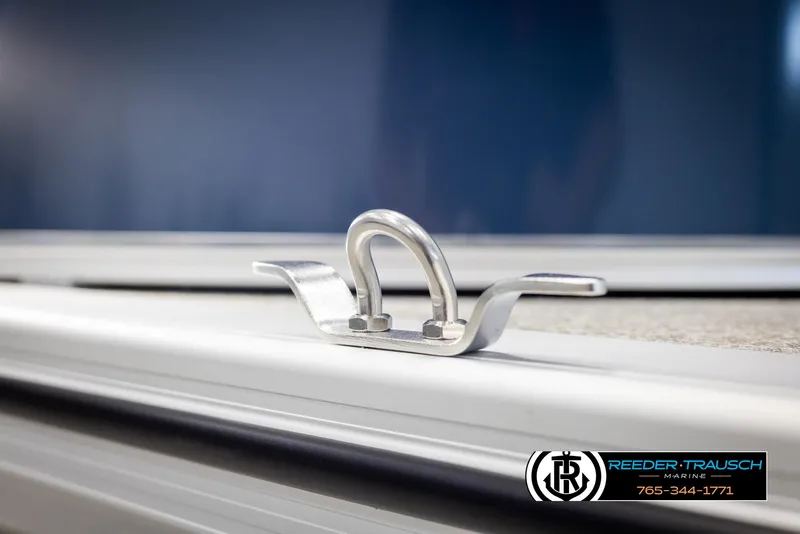 Slide: The Image of Close-up of 2025 Avalon VLS QL boat cleat with Reeder-Trausch Marine logo. - 41