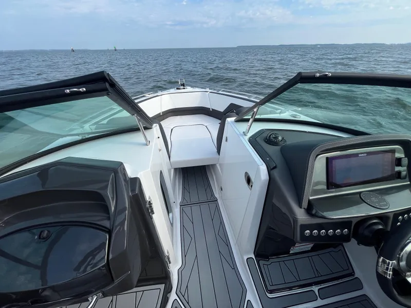 Slide: The Image of 2025 Monterey 255 Super Sport boat interior with ocean view. - 37