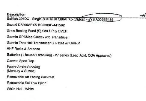 Slide: The Image of 2024 Sailfish 226 DC boat features Suzuki engine, Garmin GPS, VHF radio, and white hull. - 25