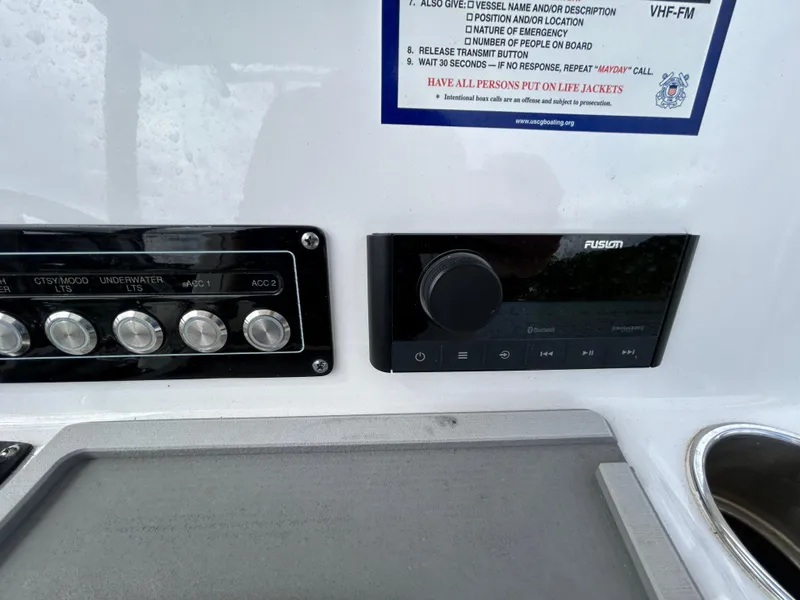 Slide: The Image of Control panel of 2025 Sea Fox 248 Commander boat with audio system. - 12