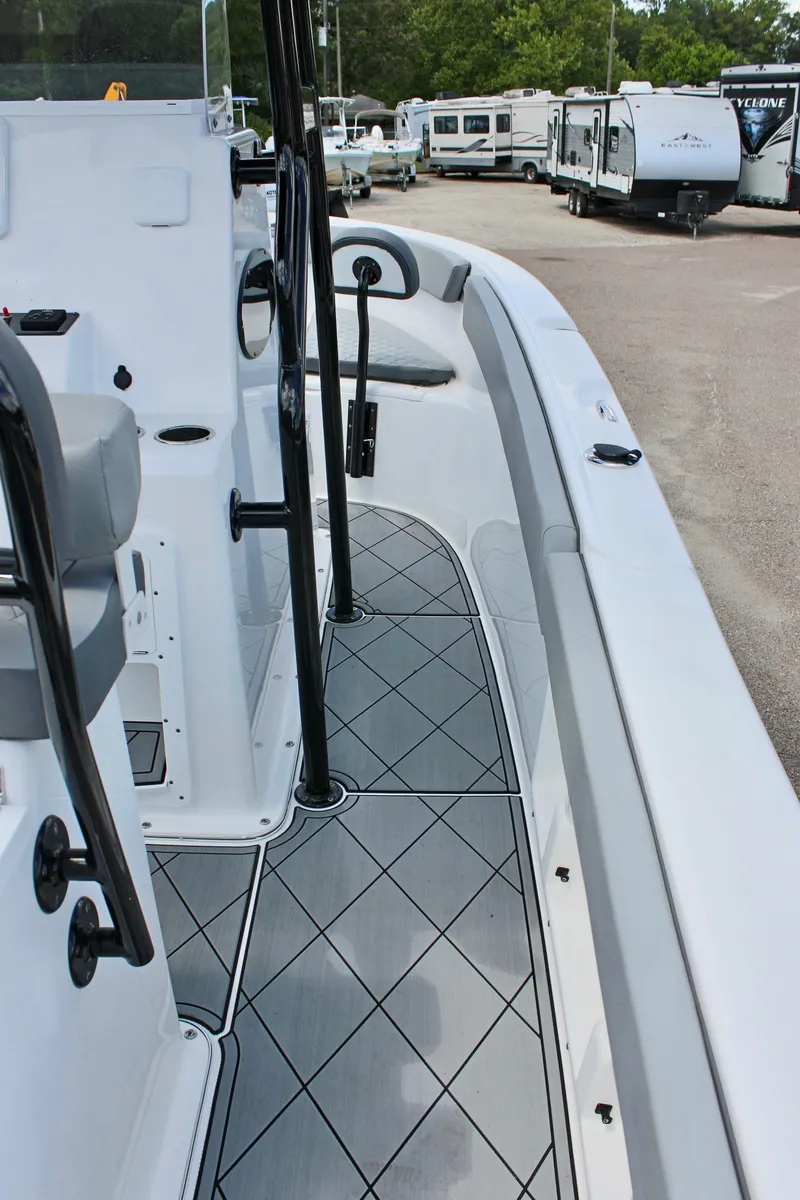 Slide: The Image of 2024 Clearwater 2200 WI Center Console boat interior with sleek design and modern features. - 14