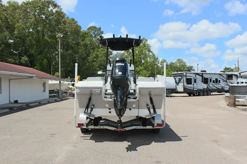 Slide: The Image of 2024 Clearwater 2200 WI Center Console boat in parking lot, rear view. - 6