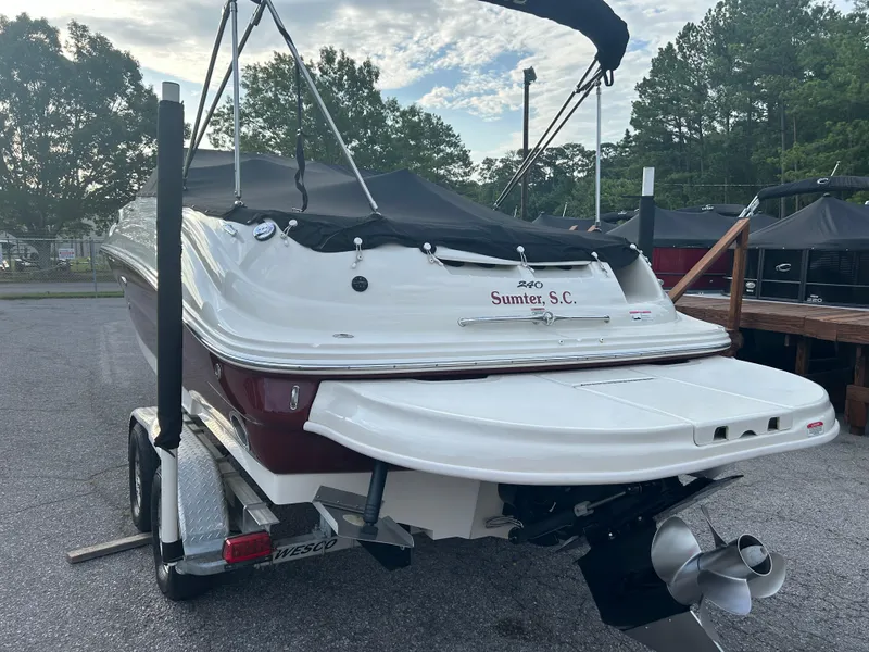 Slide: The Image of 2007 Sea Ray 240 Sundeck boat on trailer, Sumter, S.C., rear view. - 5