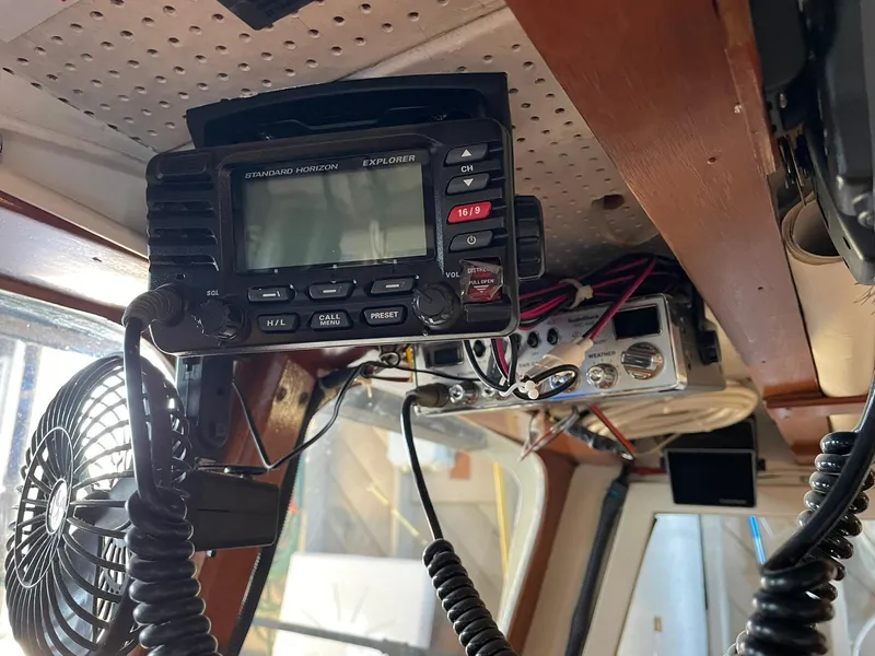 Slide: The Image of Interior of a 1940 Tacoma Boat Co Cruiser with vintage radio equipment. - 23