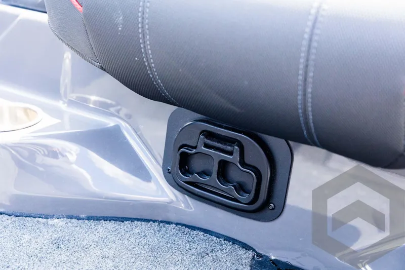 Slide: The Image of Skeeter ZXR 21 boat seat detail with integrated cup holder, 2025 model. - 46