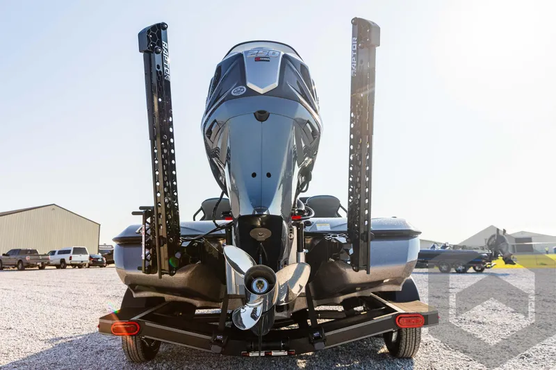 Slide: The Image of 2025 Skeeter ZXR 20 boat rear view with powerful outboard motor. - 16
