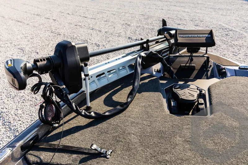 Slide: The Image of 2025 Skeeter ZXR 20 boat deck with advanced trolling motor and navigation system. - 35