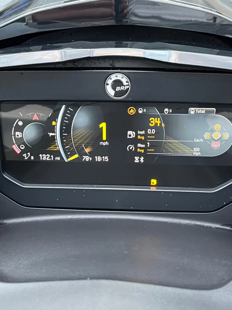 Slide: The Image of 2023 Sea-Doo GTX 300 Limited dashboard displaying speed, fuel, and mileage. - 12