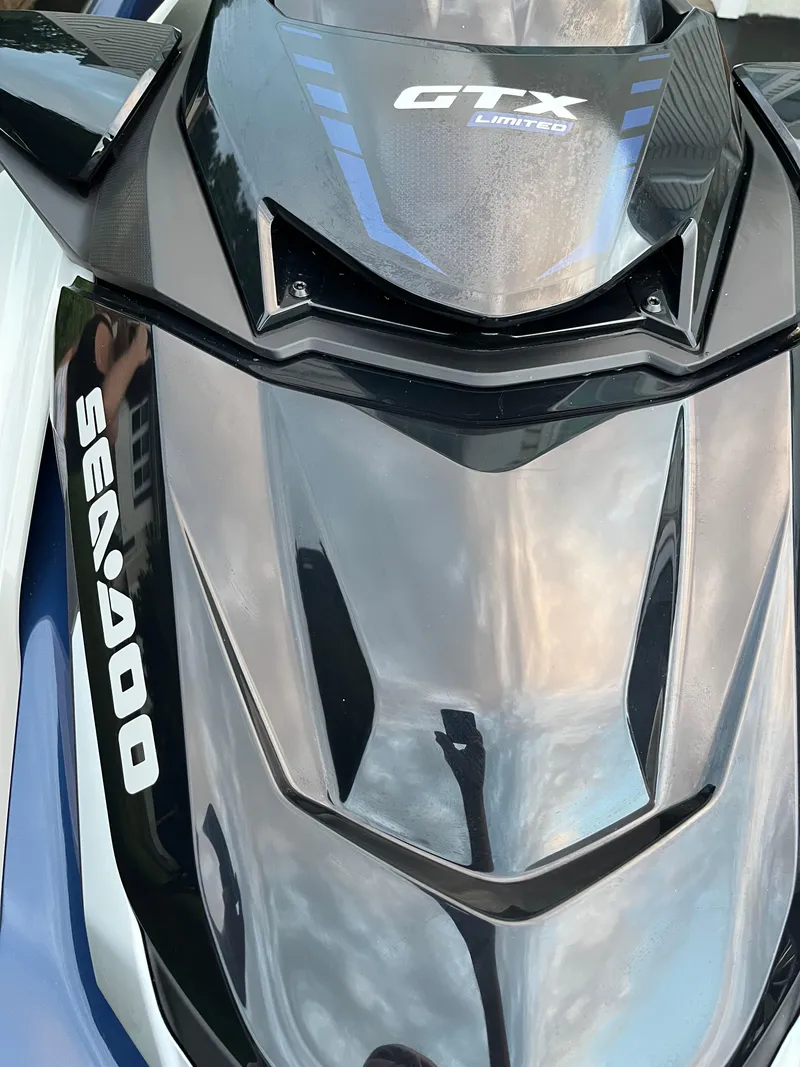 Slide: The Image of 2023 Sea-Doo GTX 300 Limited, sleek design, reflective surface, close-up view. - 9