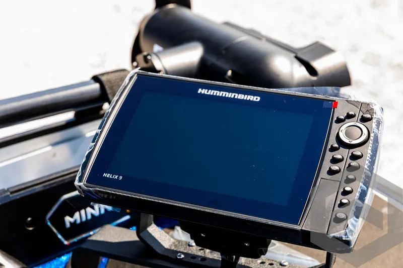 Slide: The Image of Humminbird Helix 9 fish finder on 2025 Skeeter ZXR 21 boat. - 37