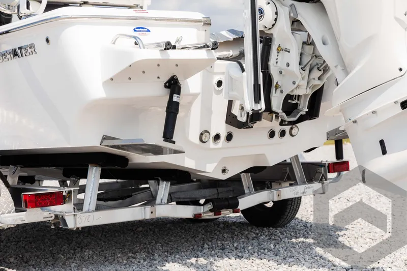 Slide: The Image of 2025 Tidewater 2300 Carolina Bay boat on trailer, rear view. - 19