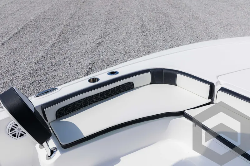 Slide: The Image of 2025 Tidewater 2300 Carolina Bay boat interior seating with sleek design and modern features. - 33