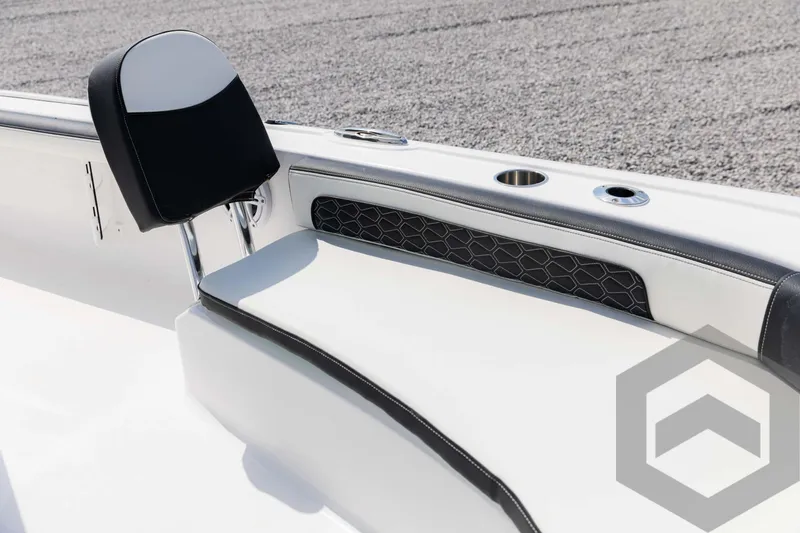 Slide: The Image of 2025 Tidewater 2300 Carolina Bay boat interior with sleek seating and modern design. - 35