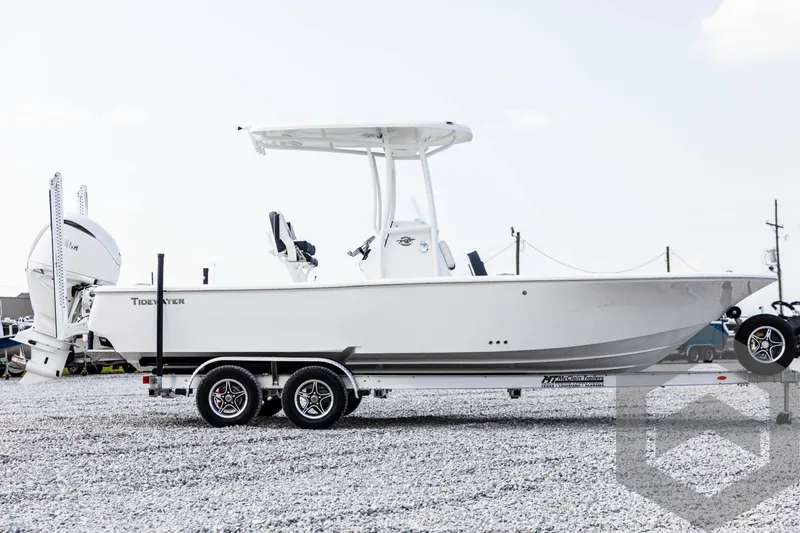 Slide: The Image of 2025 Tidewater 2300 Carolina Bay boat on trailer, side view. - 4