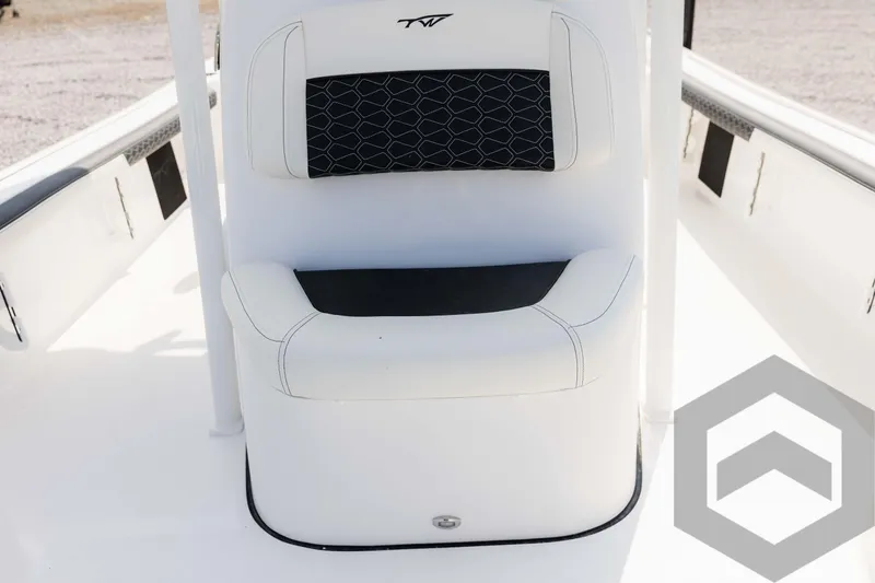 Slide: The Image of 2025 Tidewater 2300 Carolina Bay boat seat with black and white upholstery. - 41