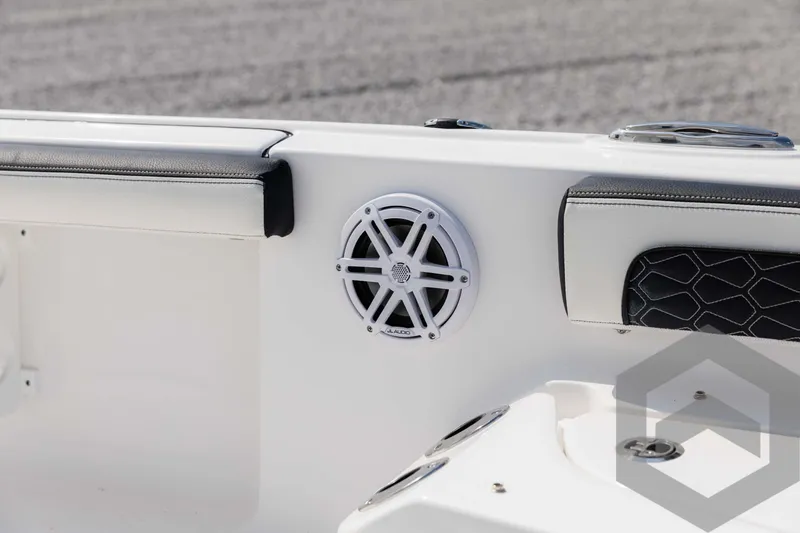Slide: The Image of 2025 Tidewater 2300 Carolina Bay boat interior with speaker detail. - 42