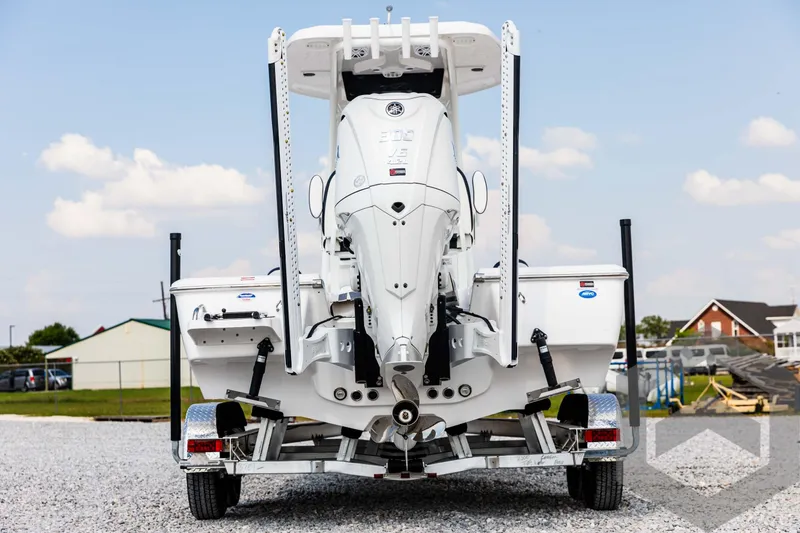 Slide: The Image of 2025 Tidewater 2300 Carolina Bay boat on trailer, rear view. - 6