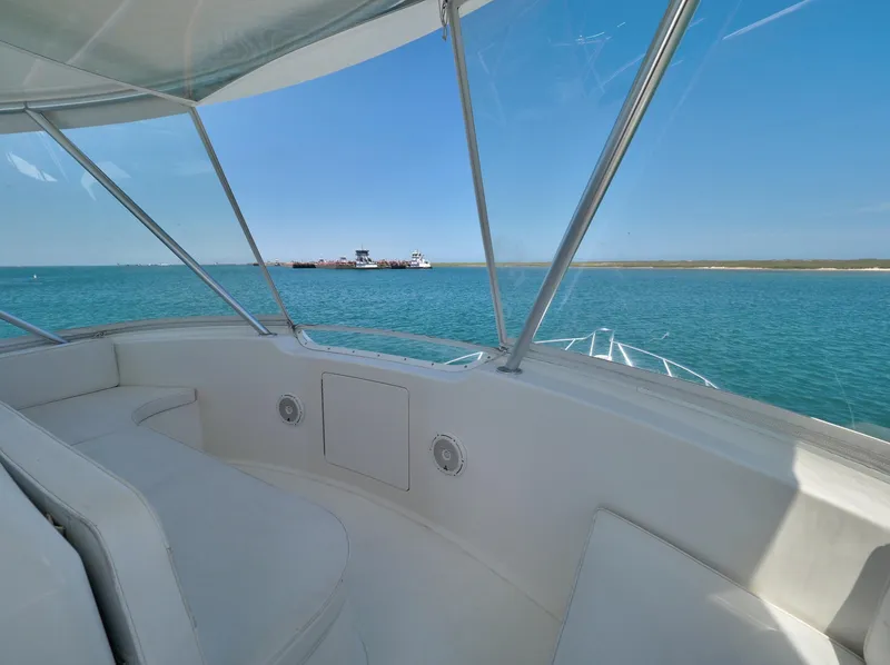 Slide: The Image of 2007 Viking Convertible yacht with mezzanine, ocean view from deck. - 12