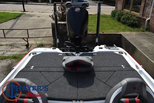 Slide: The Image of 2025 Bass Cat Puma STS boat with Mercury engine, rear deck view. - 45