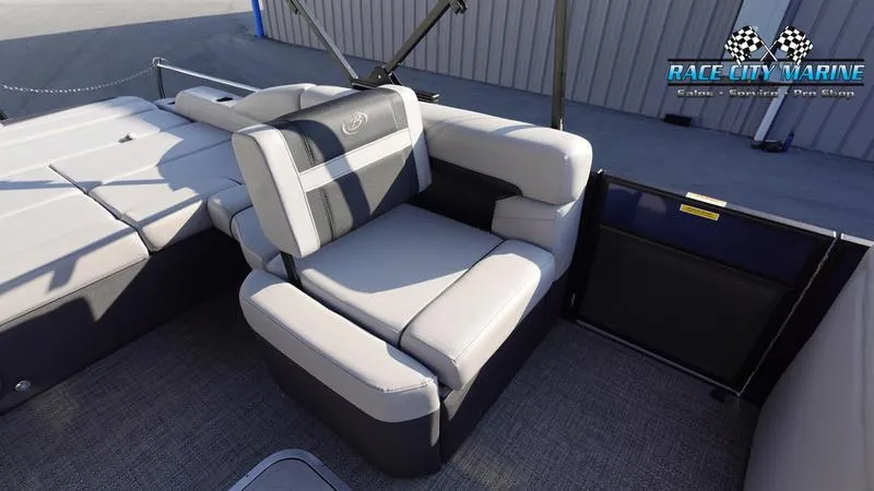 Slide: The Image of 2025 Barletta Cabrio 22U boat interior with plush seating and modern design. - 18