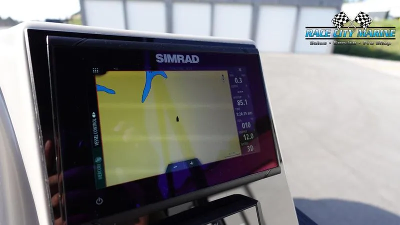 Slide: The Image of Simrad navigation display on 2025 Barletta Cabrio 22U boat dashboard. - 30
