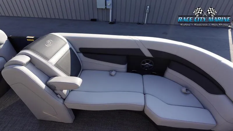 Slide: The Image of 2025 Barletta Cabrio 22U boat interior with luxurious seating and modern design. - 40