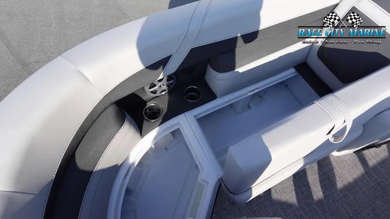 Slide: The Image of 2025 Barletta Cabrio 22U boat interior with seating and cup holders. - 41