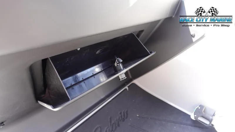 Slide: The Image of Barletta C24QC 2025 boat storage compartment, Race City Marine logo visible. - 24