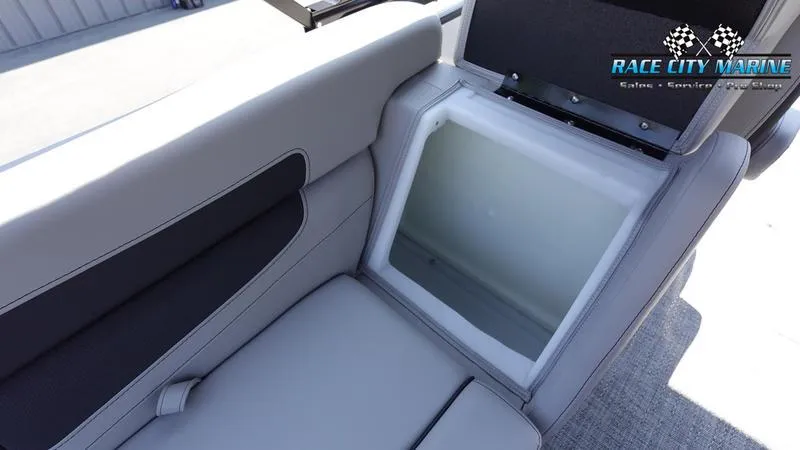 Slide: The Image of 2025 Barletta C24QC boat seat with built-in storage compartment. - 28