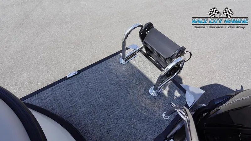 Slide: The Image of 2025 Barletta C24QC boat deck with ladder, Race City Marine logo. - 8