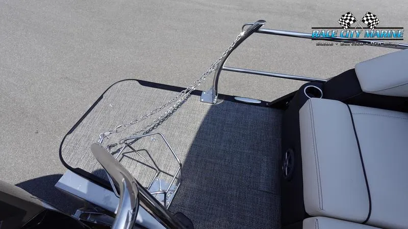 Slide: The Image of Barletta L25M 2025 boat deck with seating and railing, Race City Marine logo visible. - 10