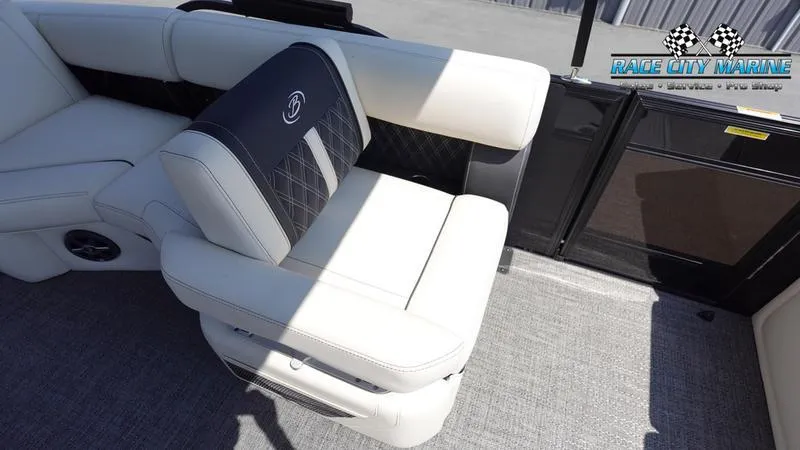 Slide: The Image of Luxurious seating on 2025 Barletta L25M pontoon boat with elegant upholstery. - 21