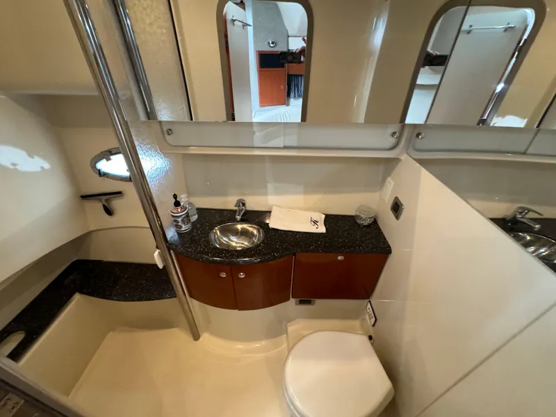 Slide: The Image of Luxurious bathroom in 2007 Formula 40 PC yacht with modern fixtures and elegant design. - 27