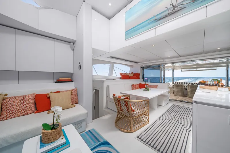 Slide: The Image of Luxurious interior of 2016 Sunreef 70 yacht with modern decor and ocean view. - 11