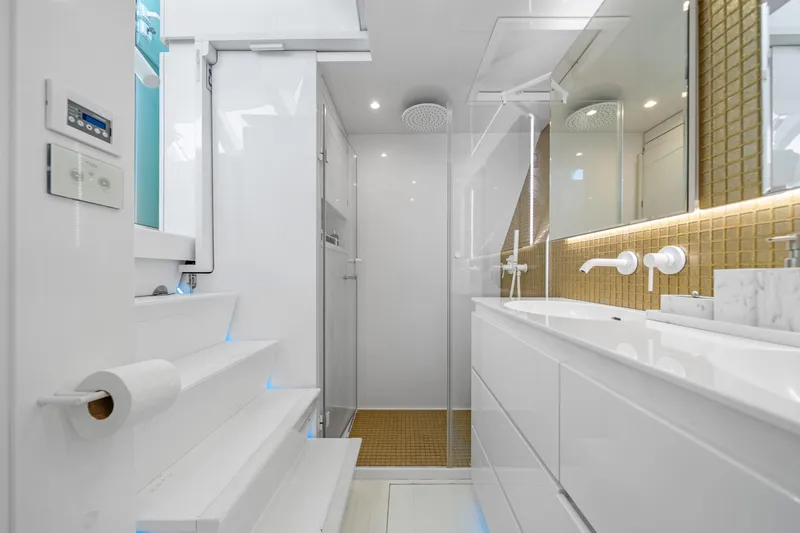 Slide: The Image of Luxurious bathroom interior of 2016 Sunreef 70 yacht with modern fixtures and sleek design. - 18